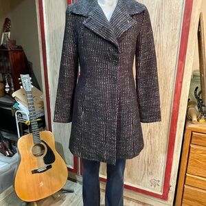 686 Women's Black and White Striped Trench Coat